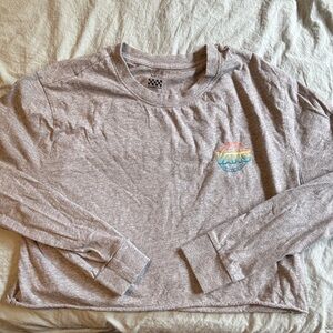 Vans Heather Gray Crop Top with Rainbow Logo